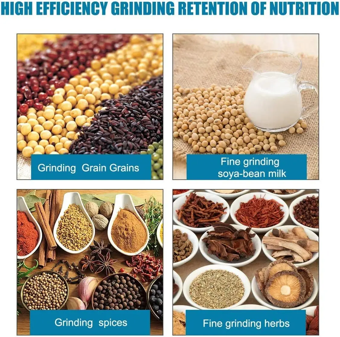 Grain Mills, Upgraded 3000W Wet Dry Cereals Grinder Electric Grain Grinder Corn Mill Heavy Duty 110V Commercial Grain Grinder 5