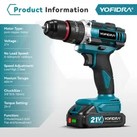 YOFIDRA 3IN1 perceuse à percussion électrique 25 + 3 couple perceuse à percussion sans fil portable outil électrique pour le travail du bois pour Makita 21V broche de batterie 6