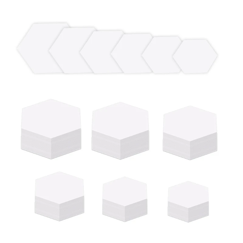 600Pcs Hexagon Paper Piecing Paper for Patchwork Quilting, 6 Different Size Piecing Shape Quilting Templates