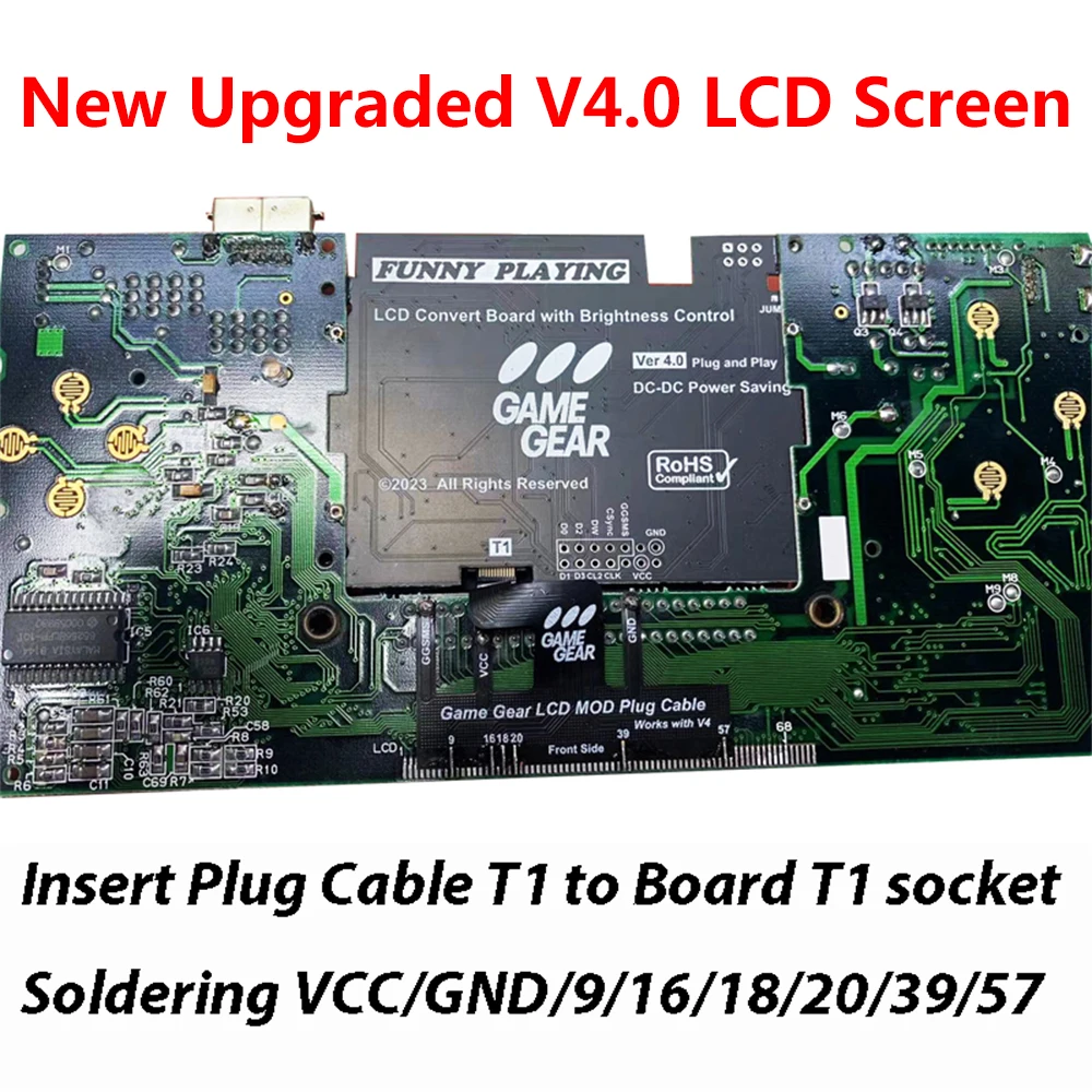 Accessori Di Gioco V4.0 Kit Mod Schermo Evidenziatore Lcd A Basso Consumo Energetico Per Ingranaggio Di Gioco Sega, Con Cavo Di Saldatura Plus