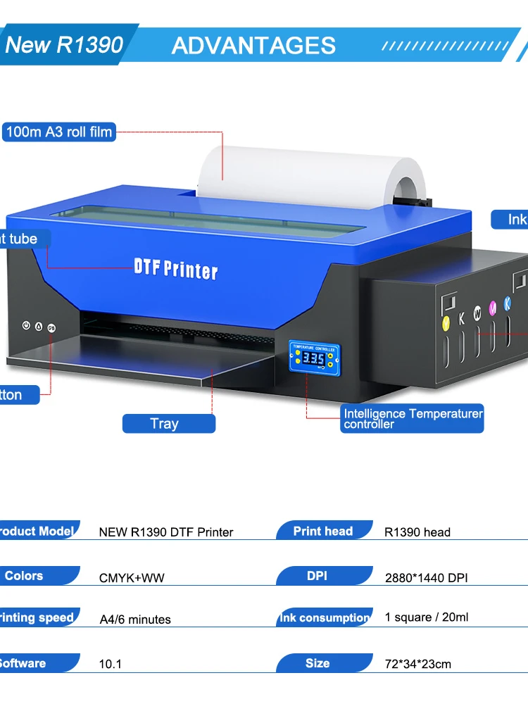 

A3 DTF Printer t shirt printing machine A3 Directly to Film Transfer Printer dtf impresora For Clothes Jeans t shirt dtf print