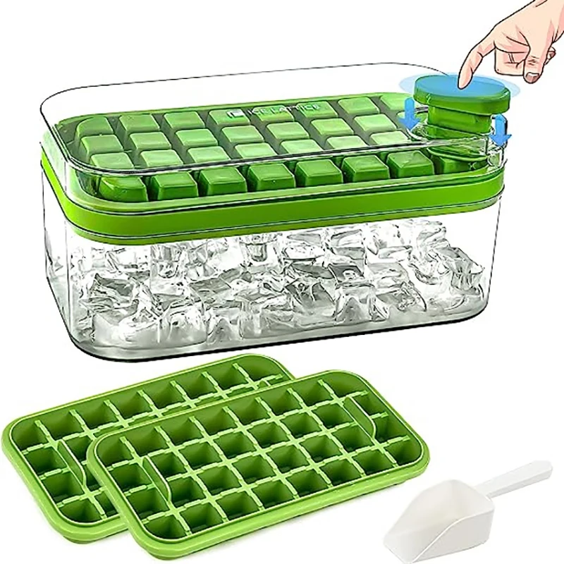 New Ice Cube Release Silicone Cube Trays Spill Resistant Removable Lid  Stackable Soft Bottom Silicone Ice Lattice Mold - AliExpress