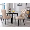 Dining Chairs Set of 4 Mid Century Modern Tufted Chairs Armless Rubber Wood Vintage Chairs Upholstered Nailhead Side Chair 6