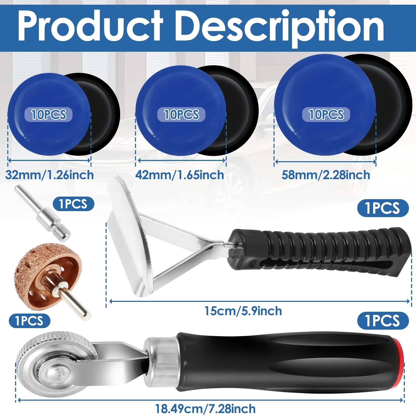 33Pcs Tire Patch Kit with Roller Scraper Heavy Duty Rubber Tire Tube Repair Patch Kit Car Truck Motorcycle Repair Tools