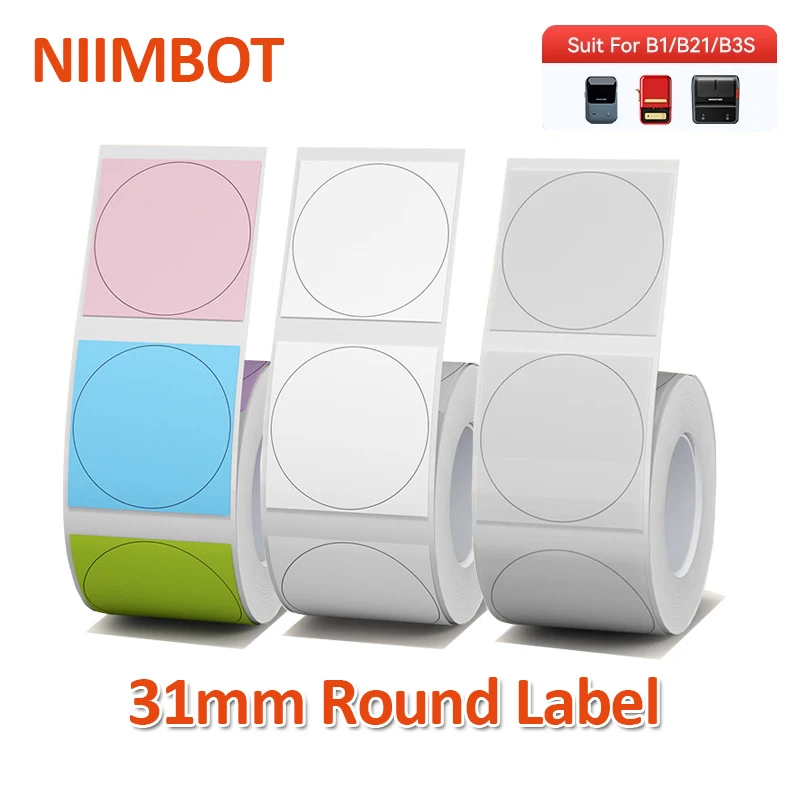 Etiquetas Autoadhesivas Transparentes Redondas Para Impresora Térmica Niimbot - 50x50 Mm, 150 Por Rollo