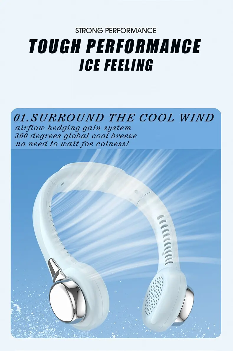 Neck-Hanging Fan Portable Summer Air Cooler USB Cooling Fan + Summer Personal Cooling Fan Hands-Free Fan/Wearable/Suitable for Outdoor Activities/Sports/Kitchen/Office