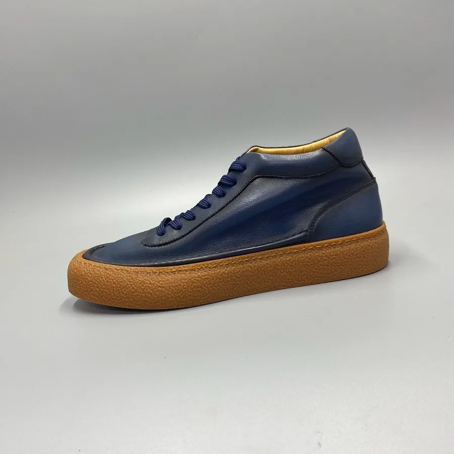 New Senior Fashion Leather Suede Versatile Simple High Top Casual Trend Board Walking Male Shoes Oxford Sneakers Men Ankle Boots 3