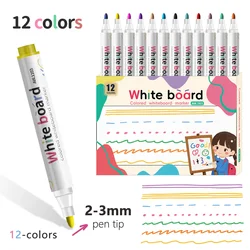 Vibrant Erasable Whiteboard Markers - Quick - Dry, High - Capacity Set of 12 for Teaching, Office, and Art Supplies (12 Colors)