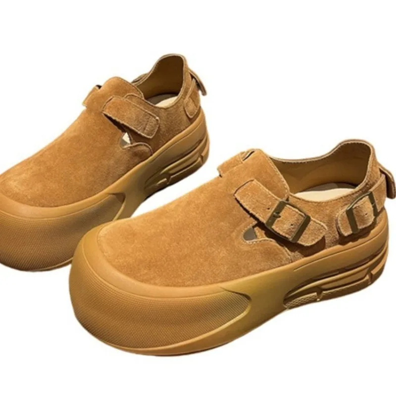 2024 Fashion Women's Shoes Buckle Strap Women's Vulcanize Shoes Fashion Round Head High Quality Belt Buckle Classic Casual Shoes 6