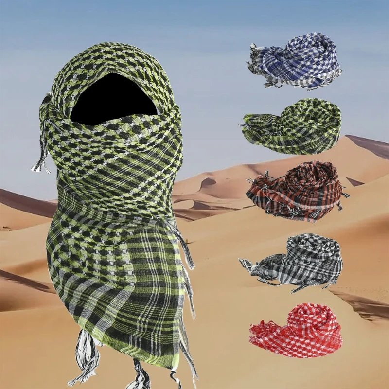 

Tactically Style Adult Bandana 110x110cm Turban Arab Style Lattice Print Scarf Men Women Outdoor Dustproof Sunproof Headscarf