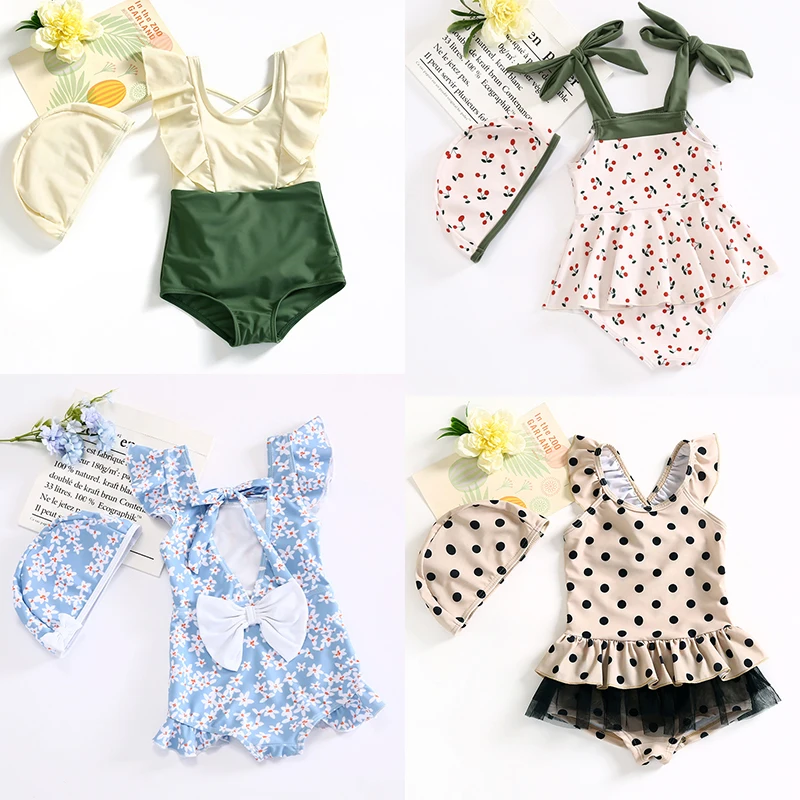 thumbnail image 5 of Traje de baño para niñas pequeñas, ropa de flores para niños, traje de baño para niños con volantes de encaje, traje de baño de una pieza con estampado de estilo coreano para niños, 5 of 5