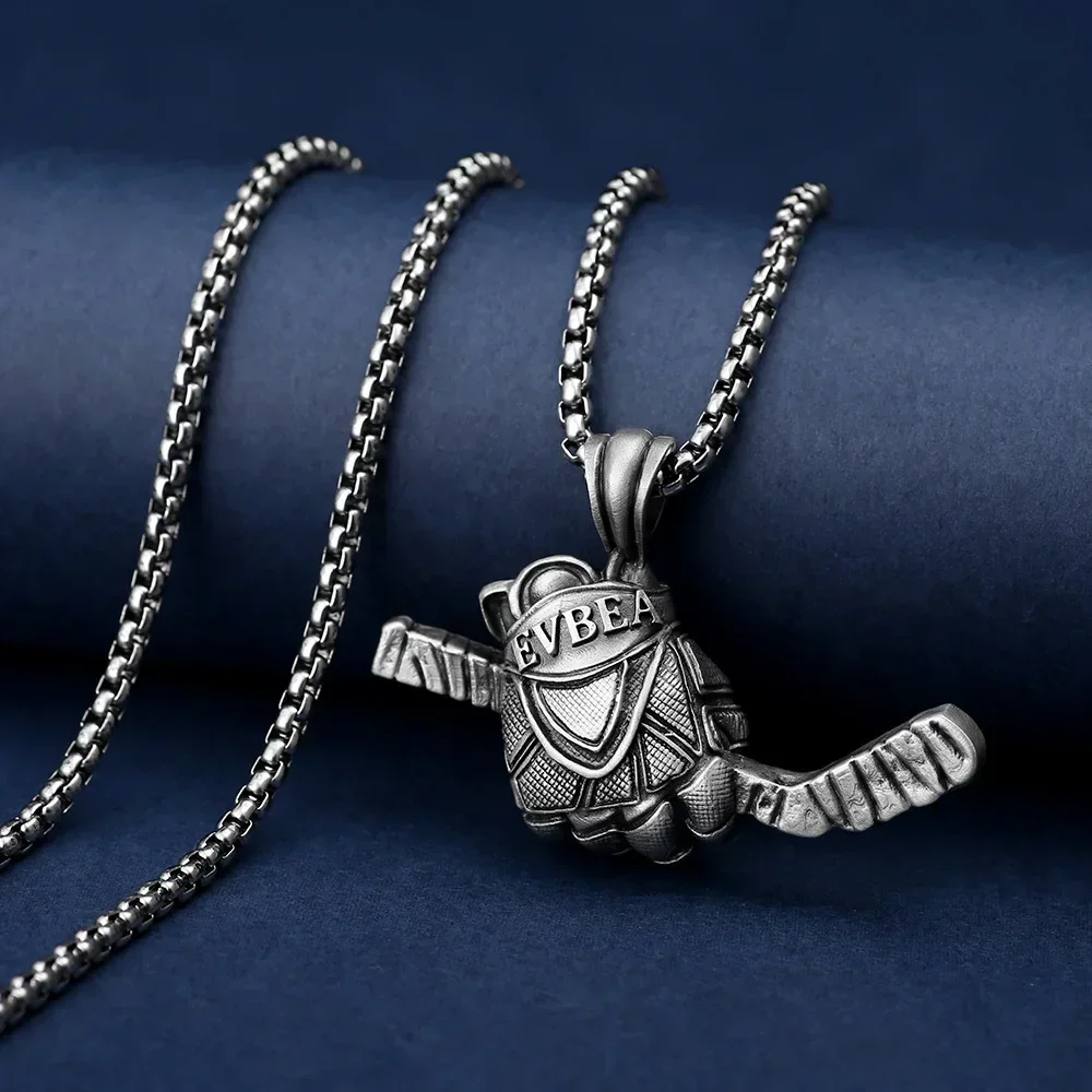 Fashion Ice Hockey Gloves Sticks Pendants Stainless Steel Men's Punk Necklaces High-end Couples Casual Sports Party Jewelry 4
