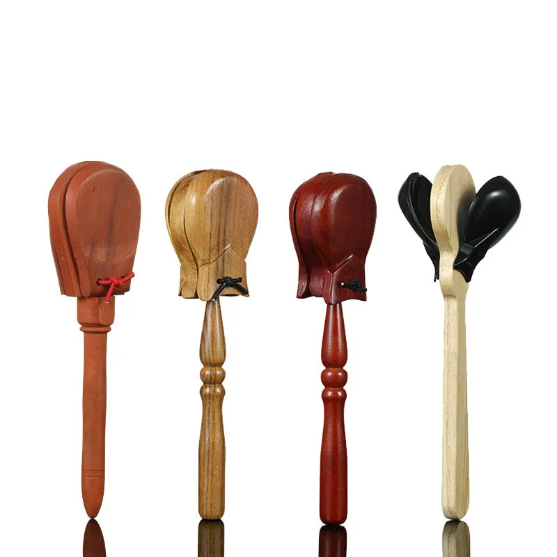 Wood Castanets with Handle Musical Instrument