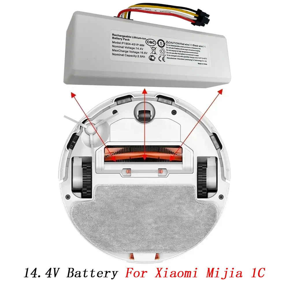 14.4V2600mAh Battery STYTJ01ZHM P1904-4S1Pfor robot vacuum cleaner SKV4073CN SSKV4093GL Xiaomi Mi Robot Vacuum Mop 1C Battery