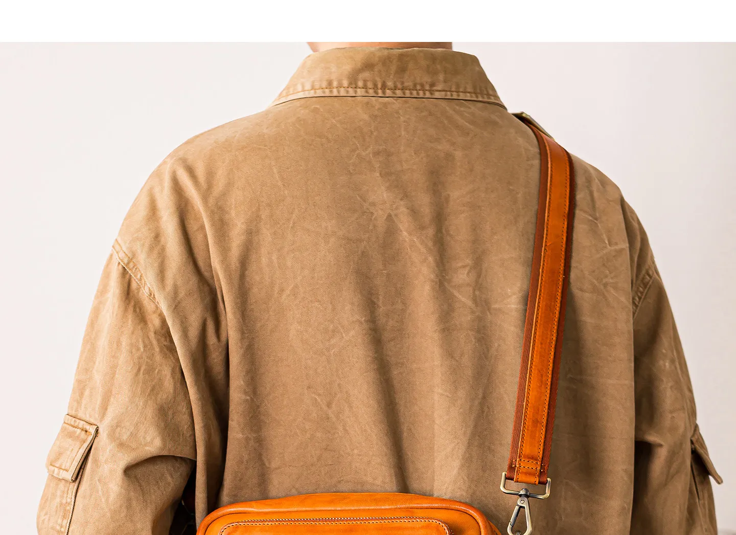 Einfache, handgefertigte Vintage-Umhängetasche aus pflanzlich gegerbtem Rindsleder für Herren, Outdoor-Reisetasche, luxuriöse Umhängetasche aus echtem Leder für Teenager – Detail 11