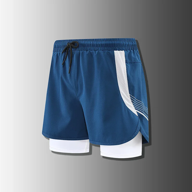 New Fashion shorts Men's 2 in1 Volleyball shorts Fitness Sports Shorts Casual Beach Workout Lined Tight Shorts Daily Style