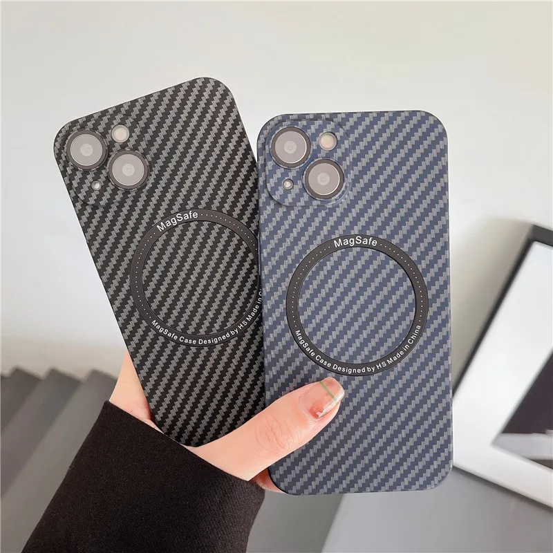 Carbon Fiber For Magsafe Magnetic Wireless Charging Matte Case For iPhone 13 12 Pro Max 13Promax 12Promax Hard PC Thin Funda apple mag safe charger