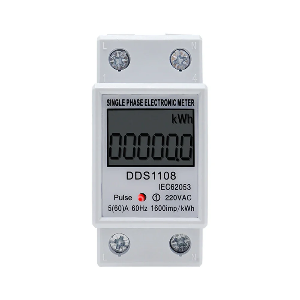 

LCD Single Phase Electric Energy Meter KWH AC Digital WattHour Meter 220V 60A Power Saving Design Easy Cable Connection