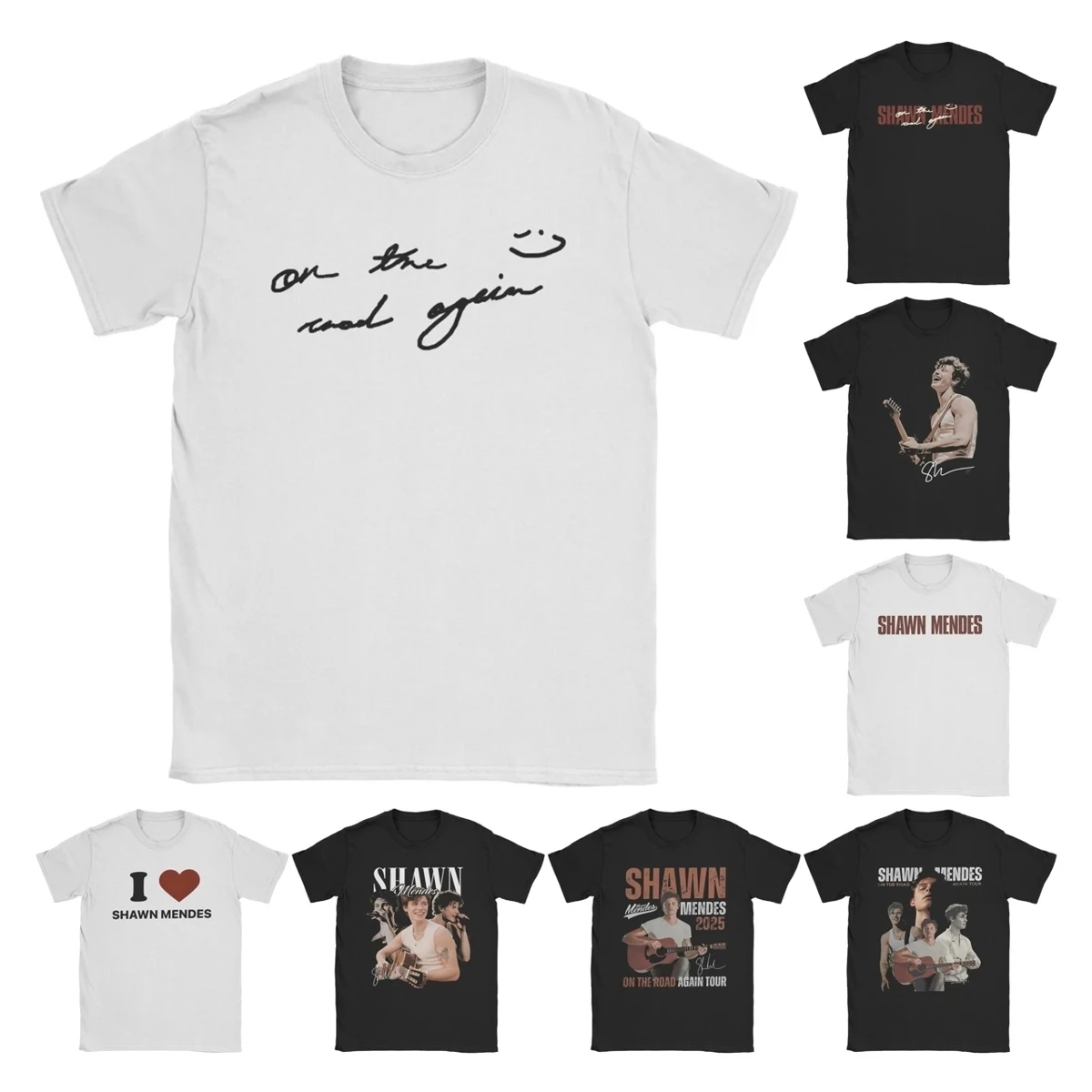 Humorous Shawn Mendes on The Road Again Tour T-Shirt for Men Crew