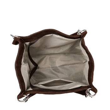 حقيبة نسائية أوروبية أمريكية للخريف والشتاء ذات سعة كبيرة من جلد الغزال، حقائب يد كلاسيكية حقيبة كتف نسائية، حقيبة حمل من جلد الغزال الصناعي القديم 6