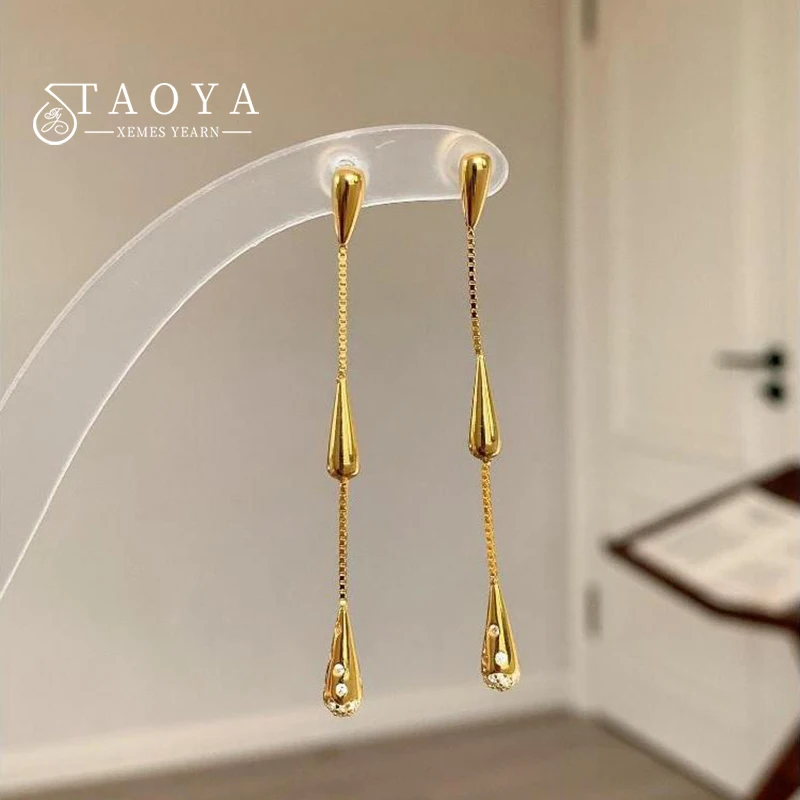 Neues Design mit goldfarbener Wassertropfen-Quaste, hängende Ohrringe, exquisiter Schmuck für Frauen, vielseitiges Pendel-Ohr-Accessoire