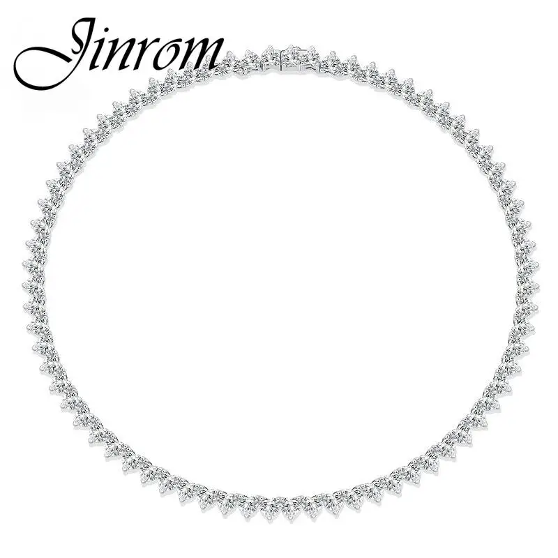 

Jinrom Luxury S925 Silver 3EX D Color Real Moissanite Necklace Romantic Clavicle Chain Gemstone Necklace Wedding Gift