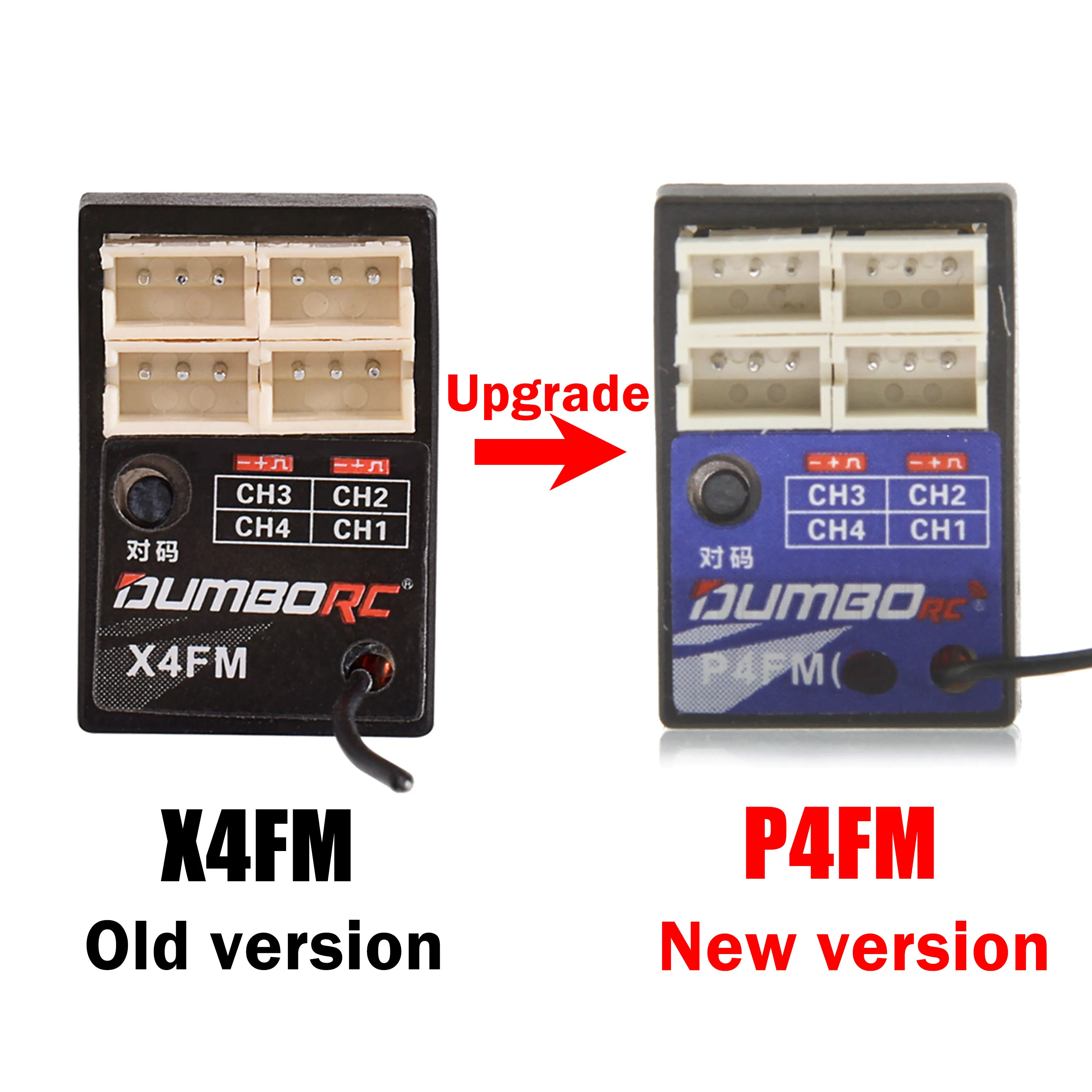 DUMBORC P4FM P4FMG 4 Kanäle 2,4 GHz Gyro Mini Empfänger 3-10 V Spannung für X4 DDF-350 Digital Radio Sender RC Auto LKW Boot – Detail 3