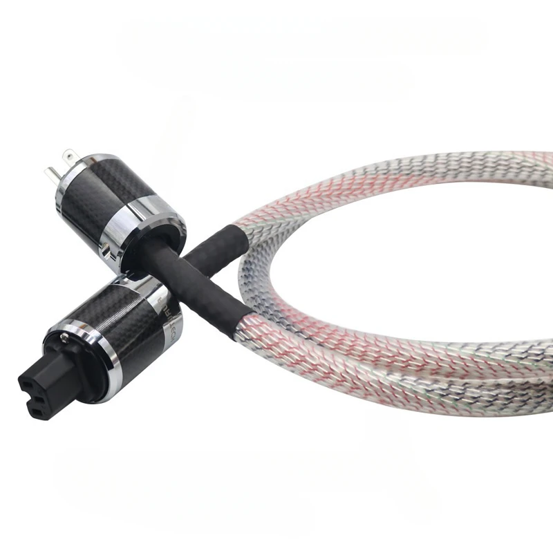 

Valhalla HiFi Audio Power Cable Silver Plated Copper 15A C13 AC Power Cord Carbon Fibre US & EU Plug