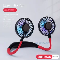Rechargeable Hands-Free Neck Fan with Adjustable 3-Speed Settings (Black with light)
