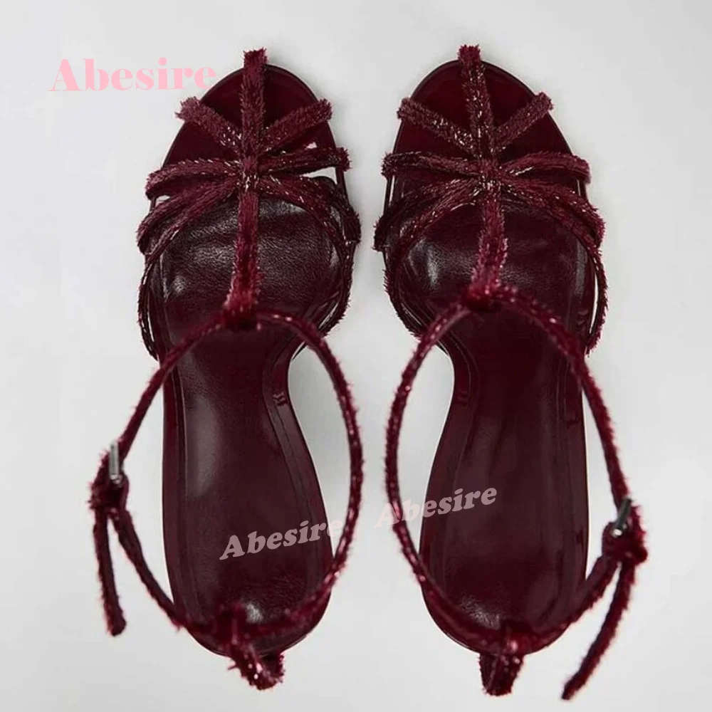 Women's T-Strap Sandals Round Toe Cut Out Stiletto Heels Bling Slingback Summer Party Shoes
