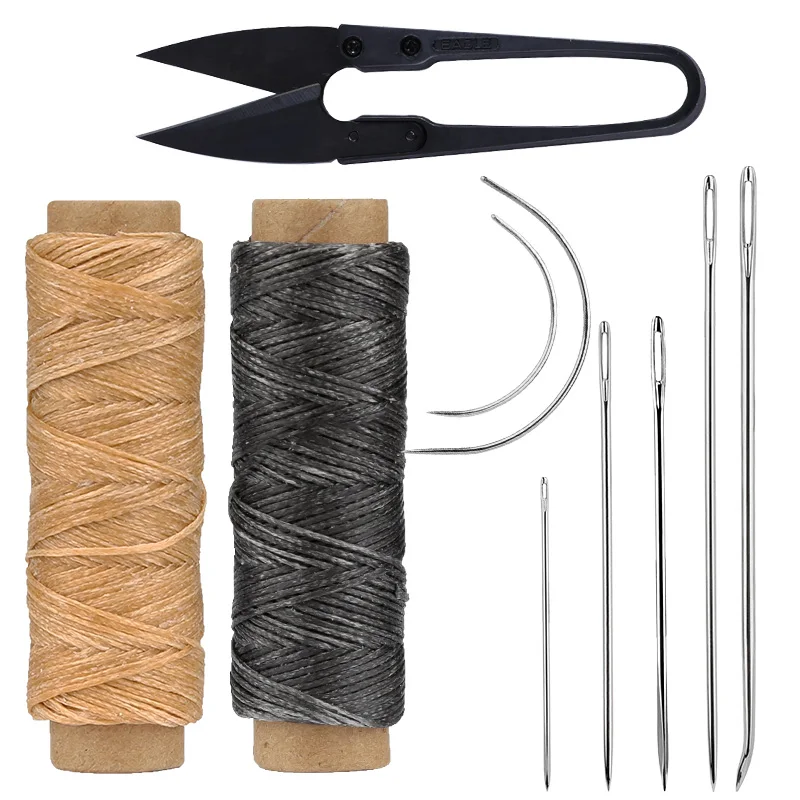 IMAZY Kit da cucito per pelle resistente Kit ago o filo di cera Strumento di riparazione per tappezzeria per seggiolini auto Tappeti Scarpe Artigianato fai-da-te