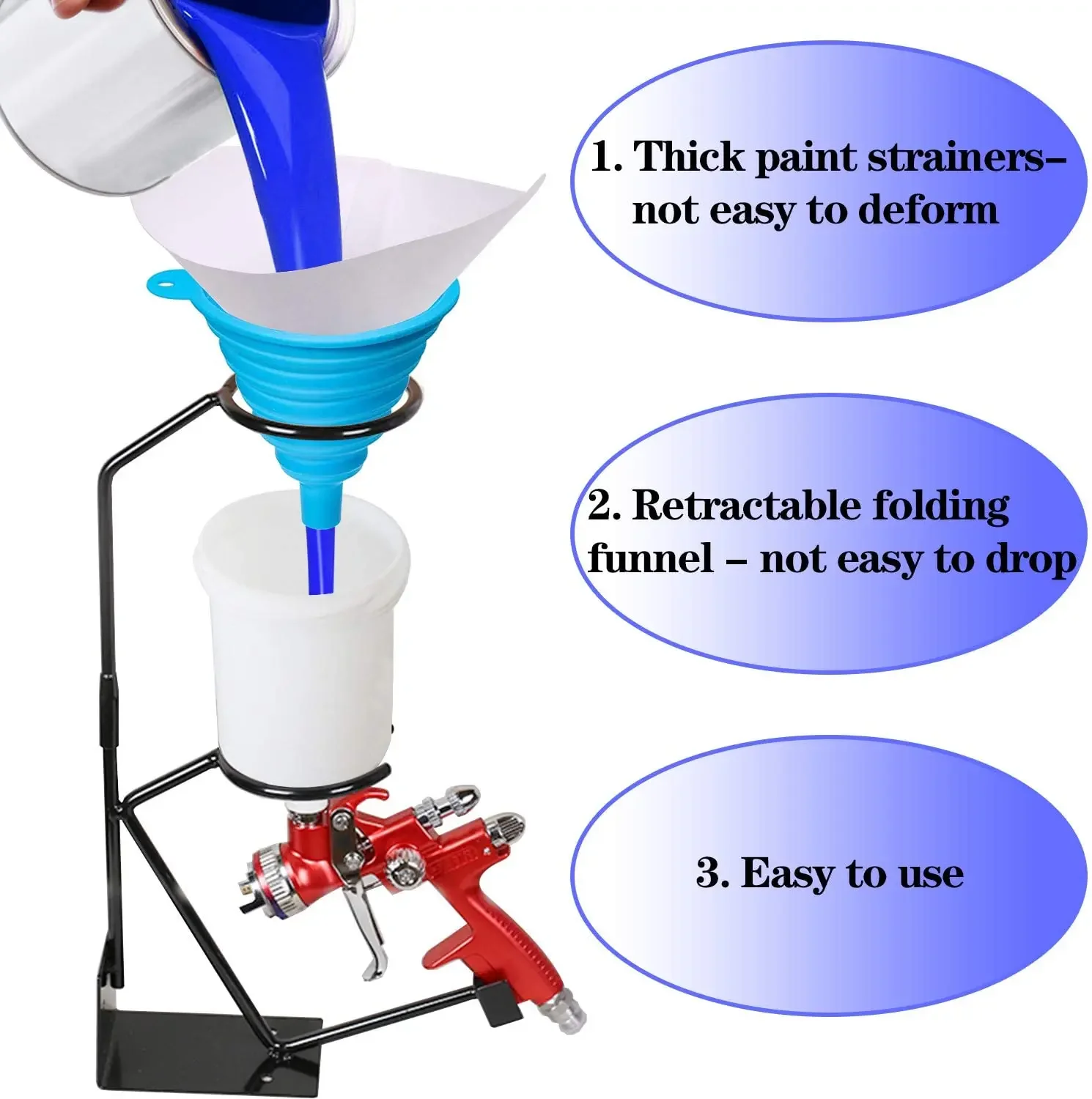100 Filtri Carta Per Vernice + Imbuto Silicone - Per Pittura Spray, Artigianato E Automobilistica - Foto 3