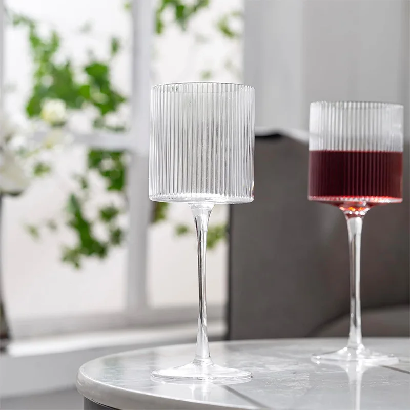 4PCS French Vertical lines Champagne Glasses Home Glass Goblets High-end Red Wine Glasses White Wine Glasses Cocktail Glasses