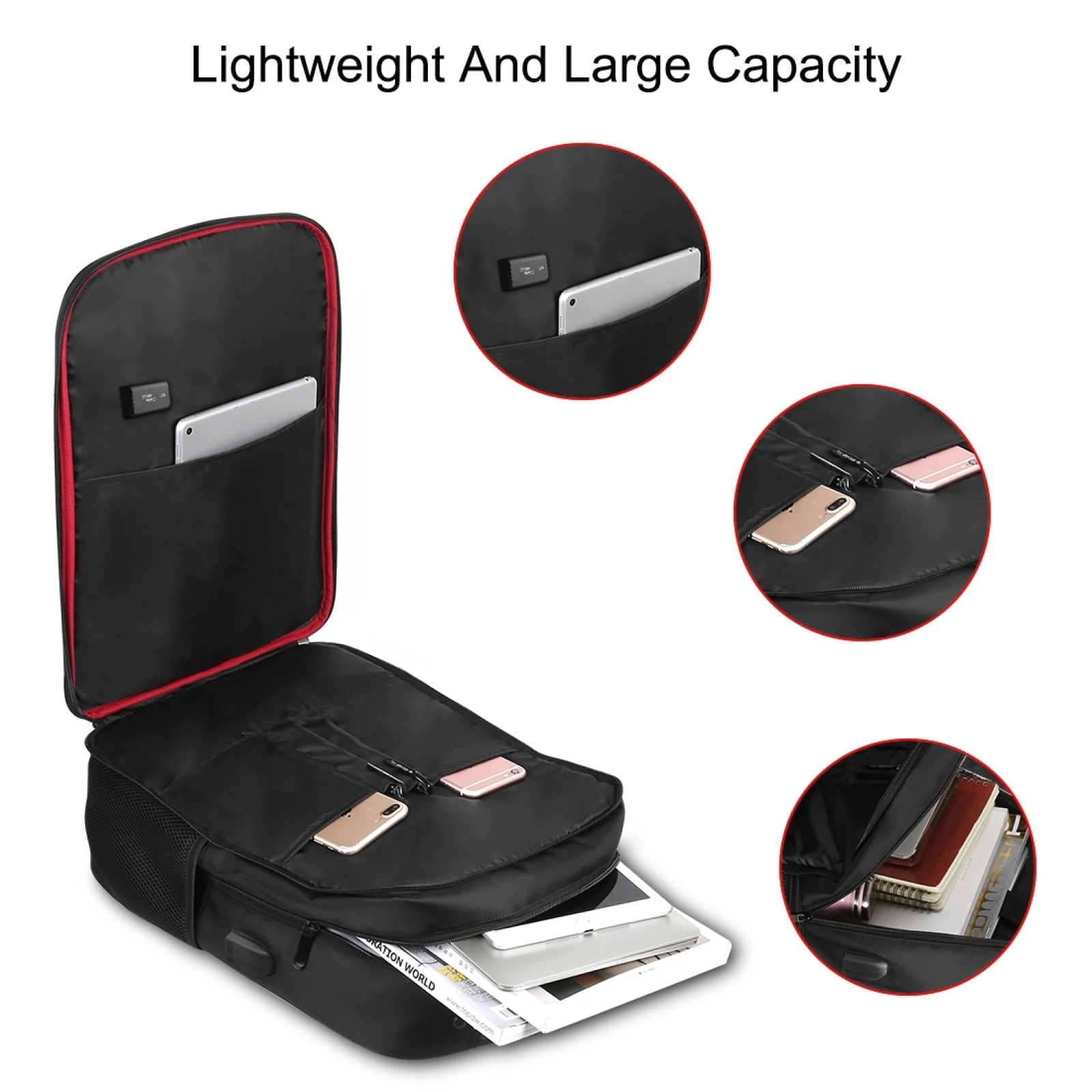Solar Backpack 14W Solar Panel Powered Backpack Laptop Bag Water-resistant Large Capacity with External USB Charging Port 6