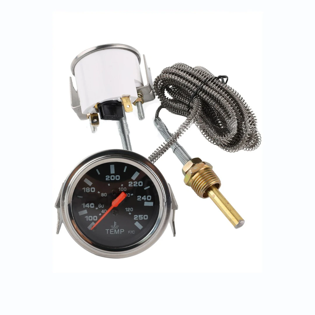 

1set DC10-15V Water Temperature Gauge 40-120 Degree White LED Metal Water Temp Gauge With Sensor Professional Mechanical