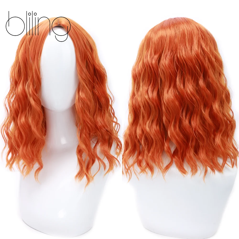 

Short Bob Wigs With Bangs Water Wave BOB wig for women Ginger 14inch Synthetic wig Heat Resistant Fiber Hair Natural and stylish