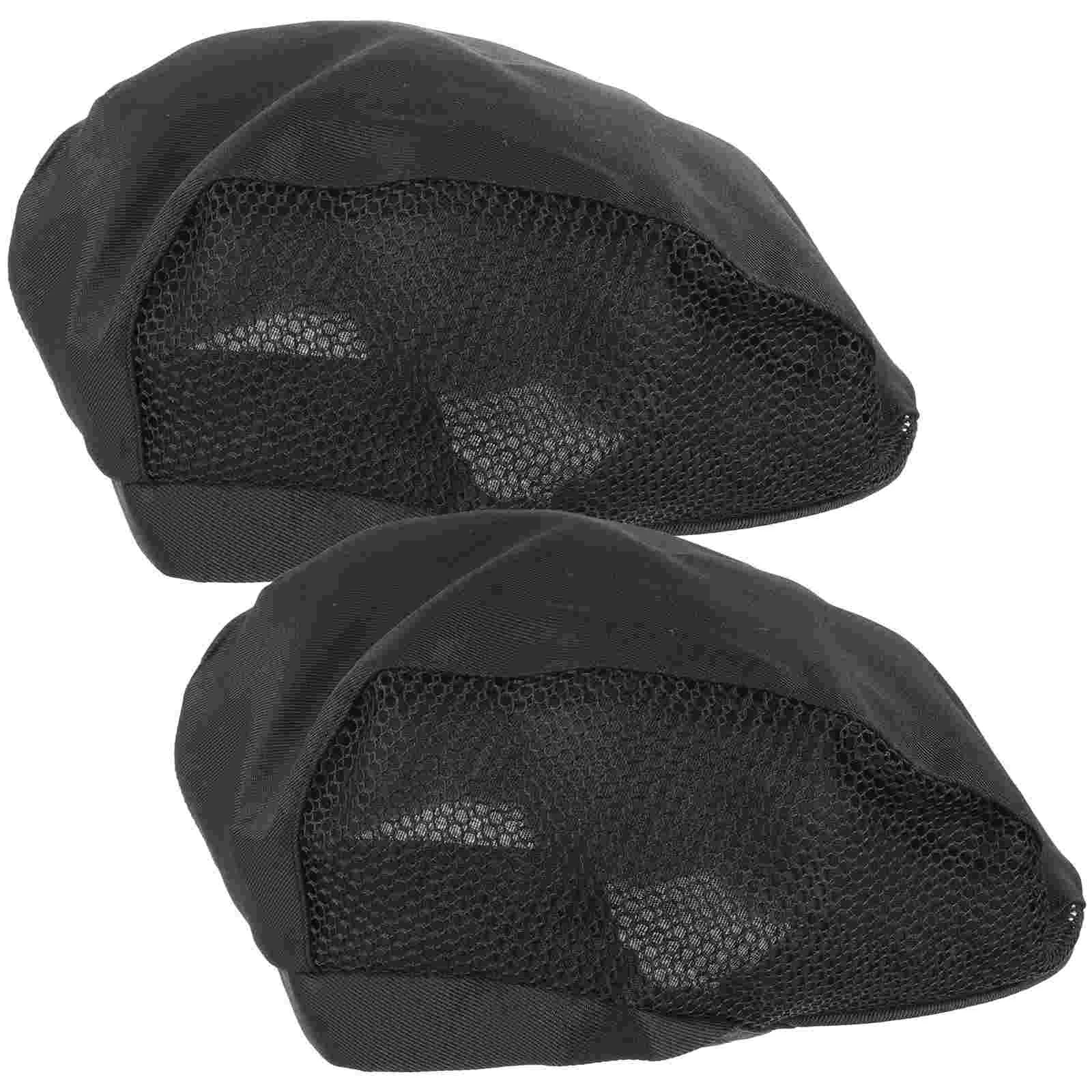 2 Pcs Black Beret Chef Hat Kitchen Worker Waiter Hair Net Cook Hat Restaurant Food Service Work Wear Uniforms Chef