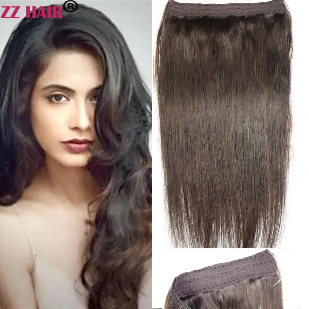 ZZHAIR Brazilian Human Remy Hair Extensions 16"-24" Fish Line In 80g-140g Natural Straight No Clips