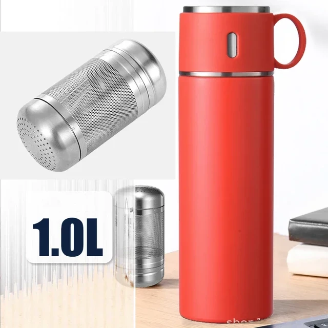 1 Liter Thermos Bottle Big Tea Infuser Filter Stainless Steel Coffee Thermos  Insulated Cup Keep Cool Hot Vacuum Flask - AliExpress