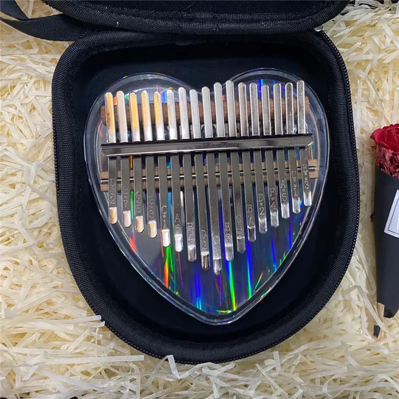 Mini Piano Keyboard Kalimba Thumb Piano Portable Key Fingers Acrylic Kalimba Heart Present Teclado Musical Music Instrument DE50