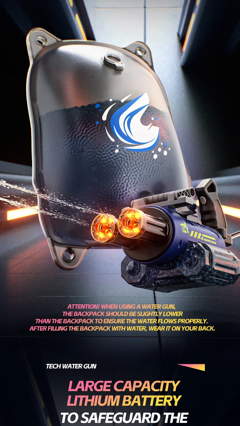 Electric Rotating Water Gun With Light Spray For Beach And Pool_voghion.com