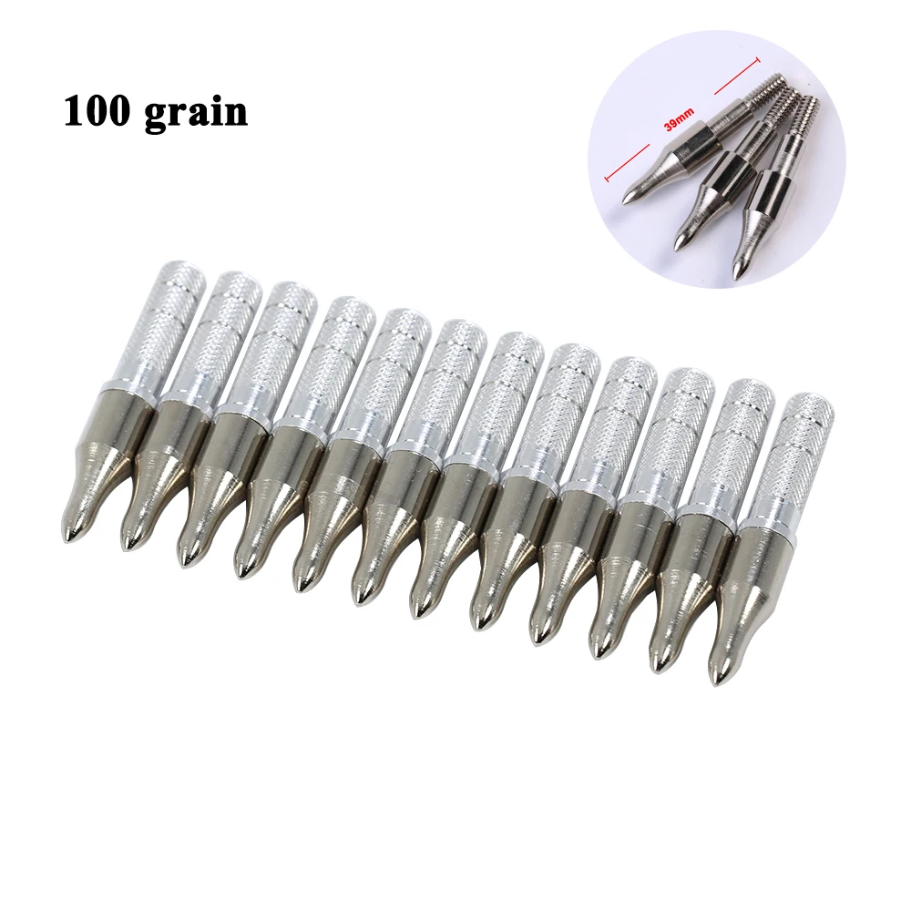 

100 Grain Arrow Broadheads Silver ID6.2mm＋Insert Aluminum Adapter Target Arrow Point Archery Arrow Head