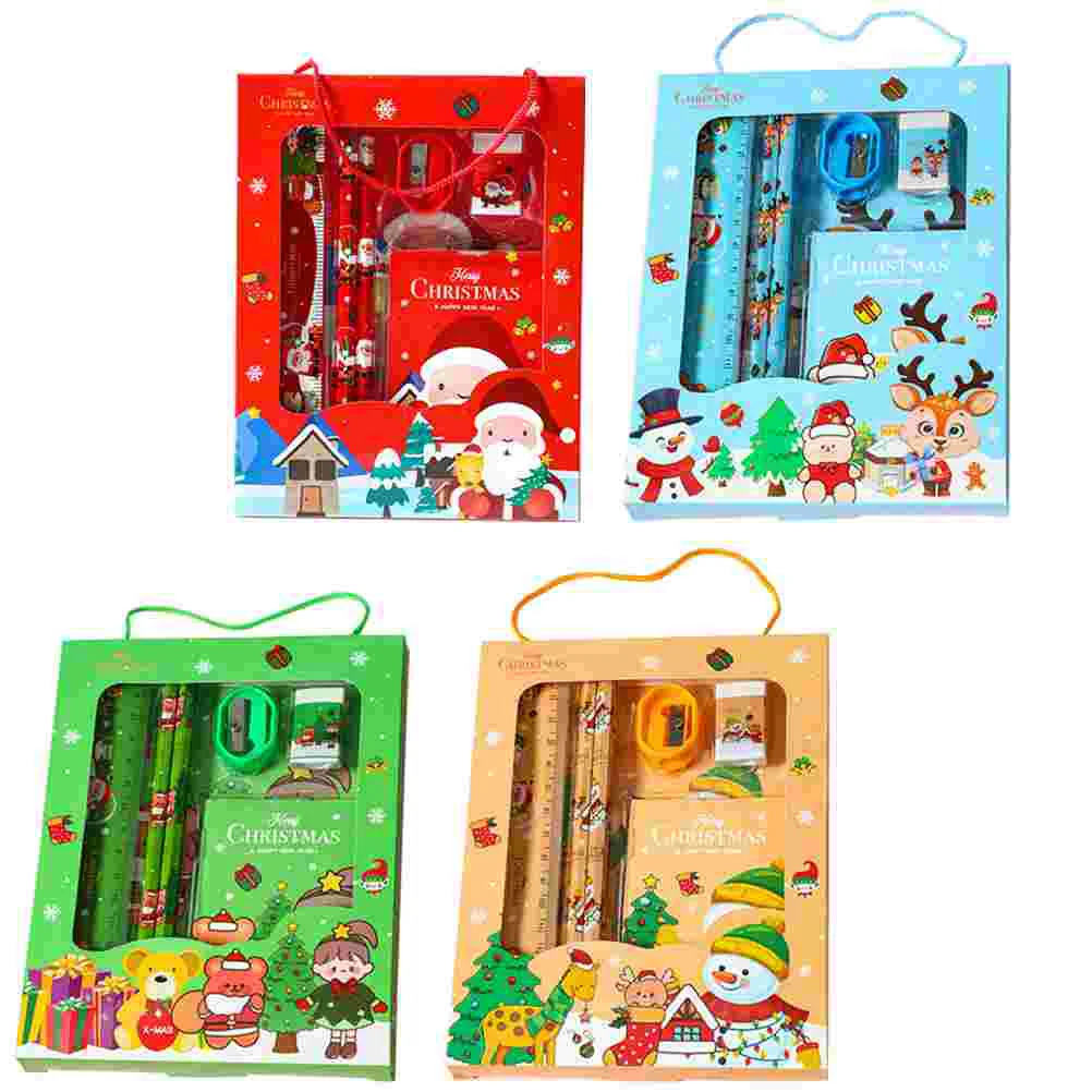

4 Sets Christmas Stationery Favors Pens for Green Style Cartoon Office Supplies Xmas Gifts Cute Child Writing