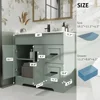 36" Bathroom Vanities Sink Combo Set, Modern Cabinet w/Wave Lines, Undermount Ceramic Sink w/Matte Black Faucet Drain 2