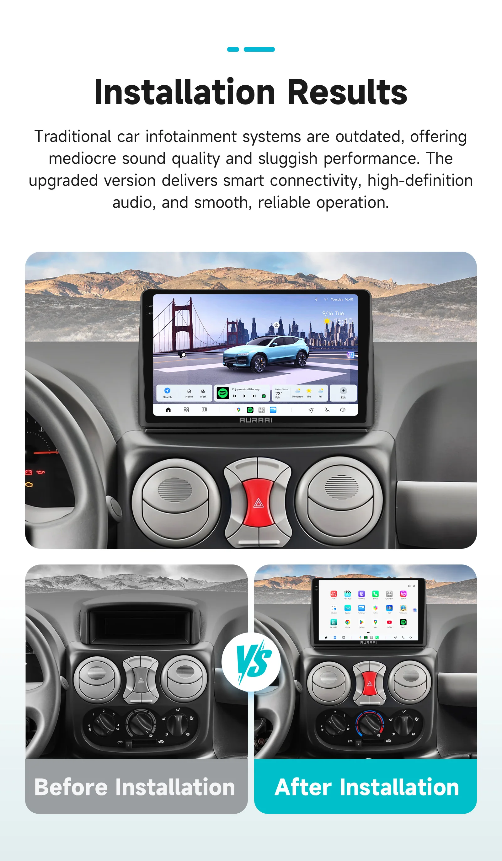 AURAAI X100 Android Auto-Intelligent-Bildschirm für Fiat Doblo 2002 - 2009 Auto CarPlay DSP RDS GPS 4G BT UIS7870 KI-Sprachsteuerung – Detail 3