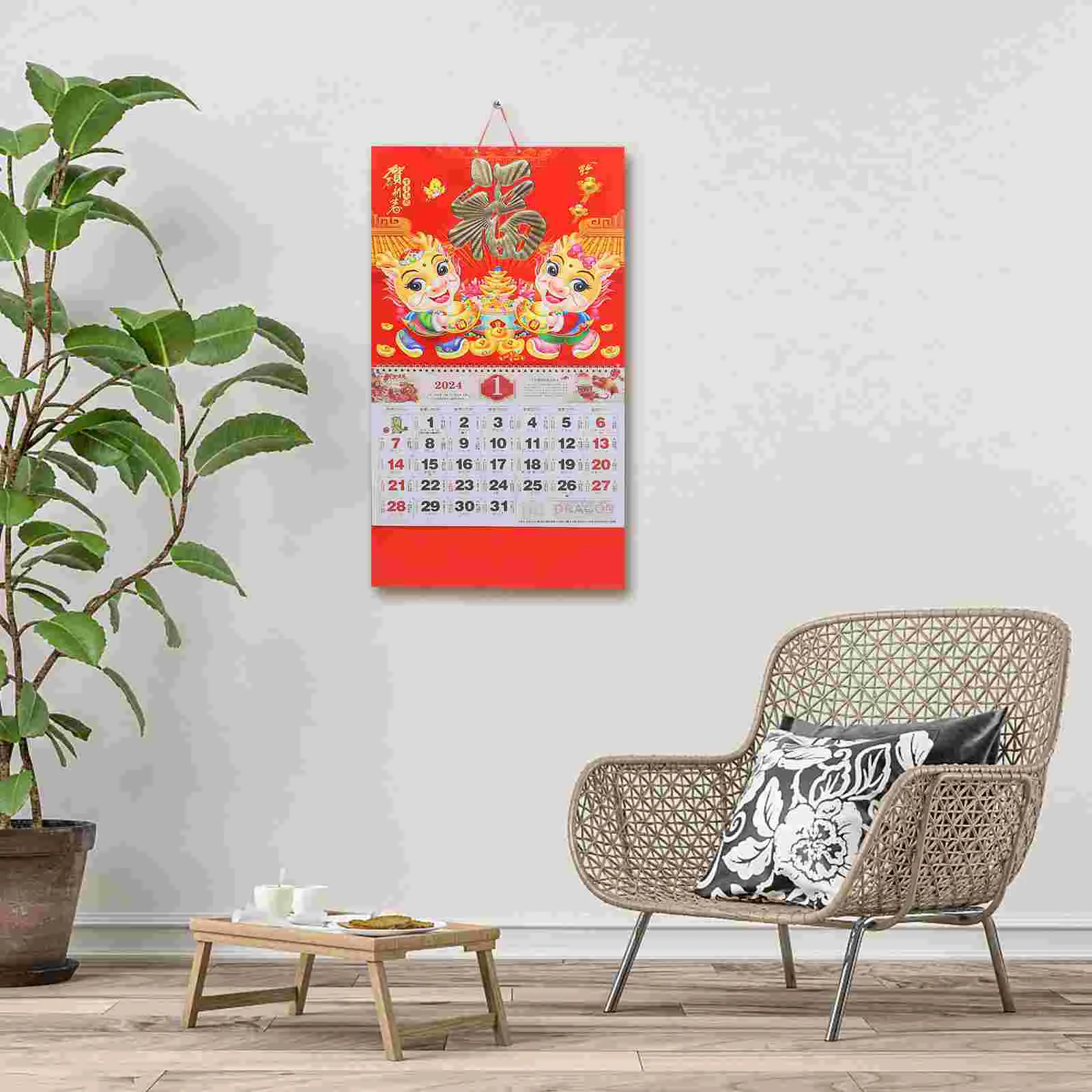 

Hanging Calendar Wall Calendar Pendant Chinese Calendar Household Tearable Hanging Decor Dragon Year Calendar Decorative