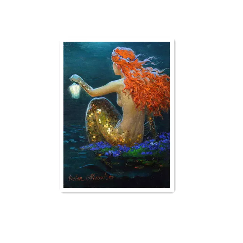 Home Art Wall Decor Vintage Mermaid Oil Painting Picture HD Printed On Canvas 