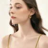 Circle Twisted Rope Hoops, Women's Huggie Earring, Stainless Steel Jewelry Waterproof 2