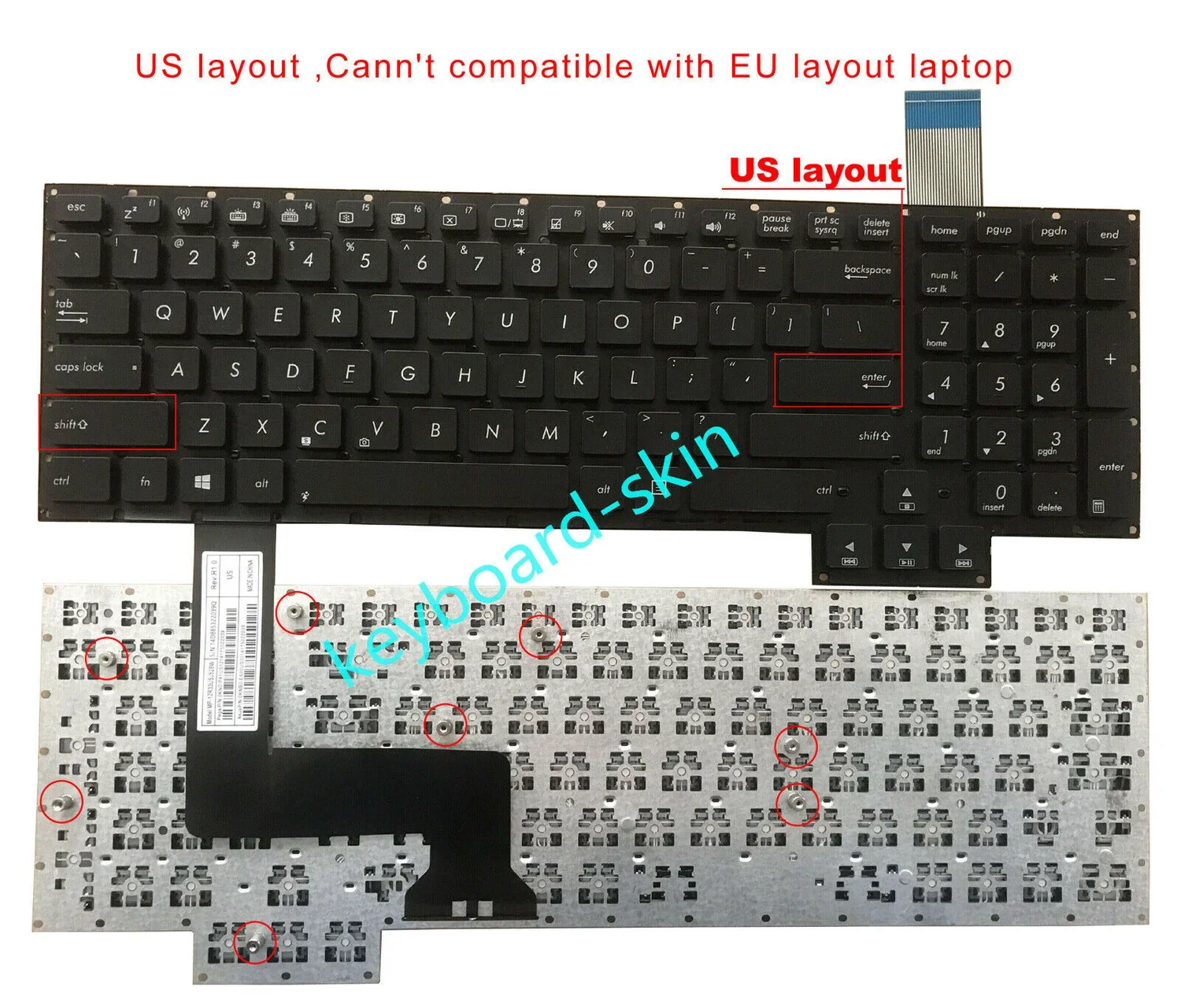 

New US without-Backlit Keyboard for ASUS G750 G750J G750JM G750JX G750JH G750J Laptop