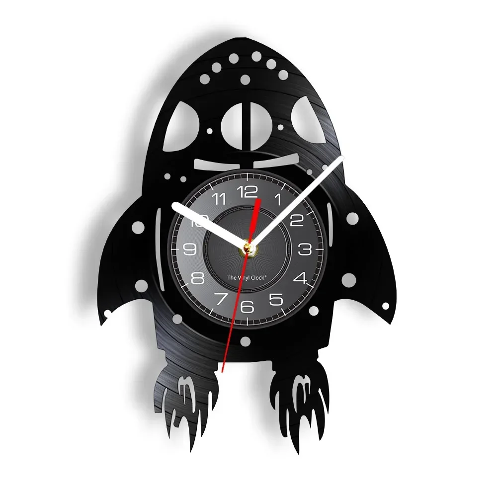 

Настенные часы Rocket Ship с виниловой пластиной, домашнее художественное украшение для детской комнаты, бесшумный подарок, светодиодные часы